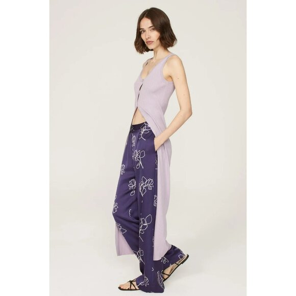 Jason Wu Collective Artistic Floral Wide Leg Trousers Sz 8 Lined Palazzo BoHo - Picture 5 of 7